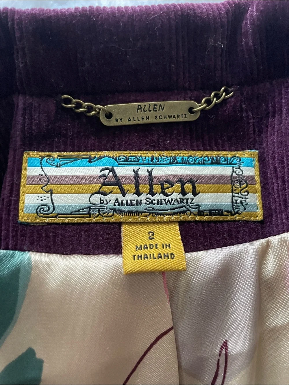 Allen B. By Allen Schwartz violet Corduroy Blazer & matching trouser 2piece suit